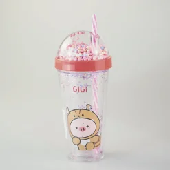 Borraccia Gigi Rosa Con Cannuccia (420Ml)