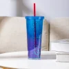 Borraccia Xl In Plastica Con Cannuccia Blu